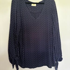 Maeve by Anthropologie Women’s navy polka dot tie sleeve blouse XL